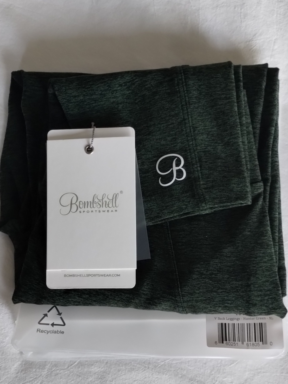 Bombshell V Back High-Waist Leggings Hunter Green XL - Picture 2 of 16